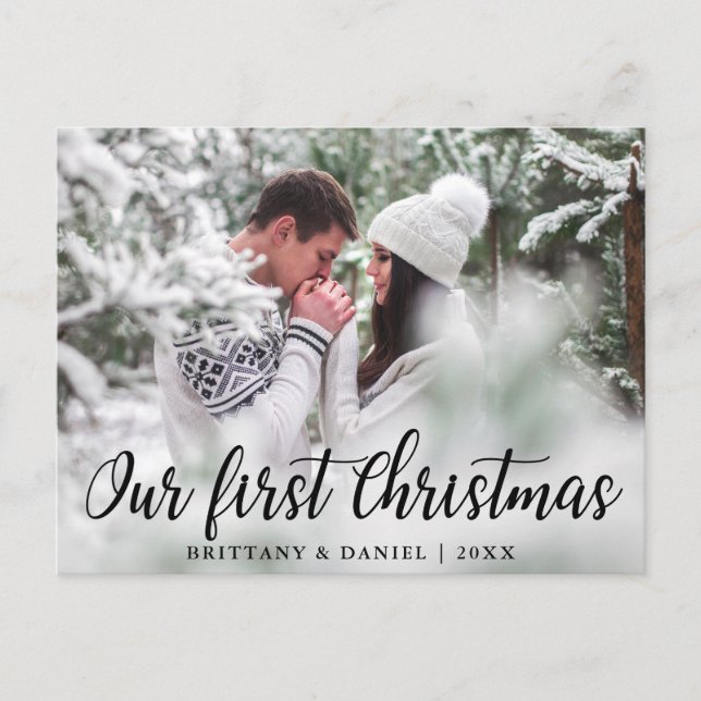 Our First Christmas Couple Photo Postcard (Front)