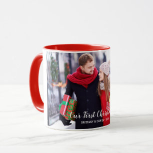 Our First Christmas Couple Photo Red Mug