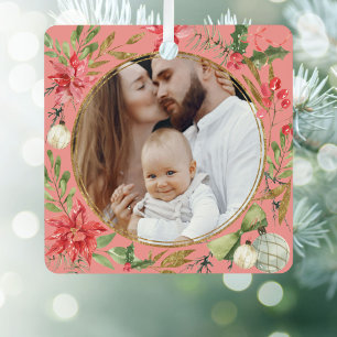 Our First Christmas Custom Family Photo Frame Metal Tree Decoration
