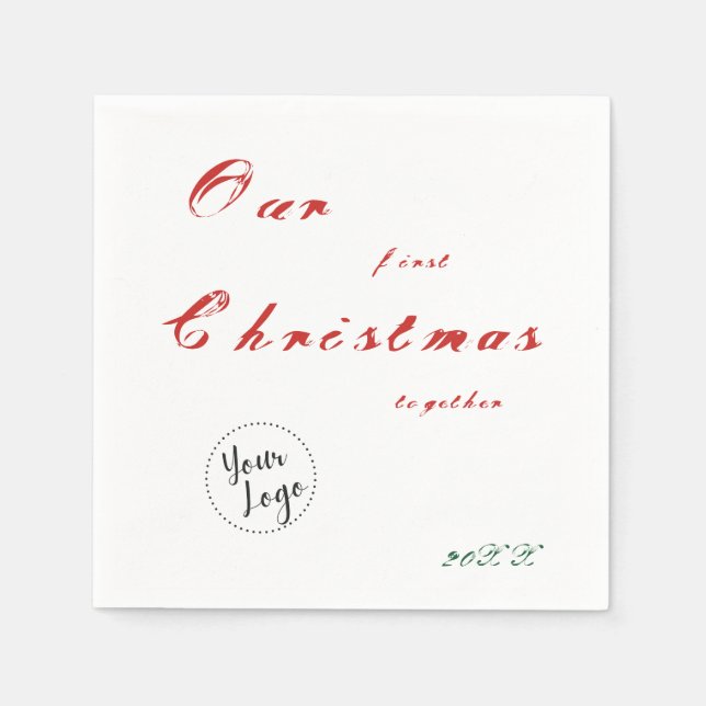 Our First Christmas Custom Small Business Logo Napkin (Front)
