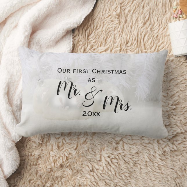 Our First Christmas | Custom Wedding Keepsake Lumbar Cushion (Blanket)