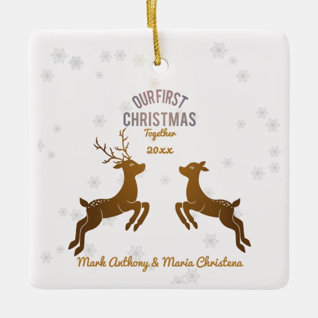 Our First Christmas Customisable Reindeer Ornament (Front)