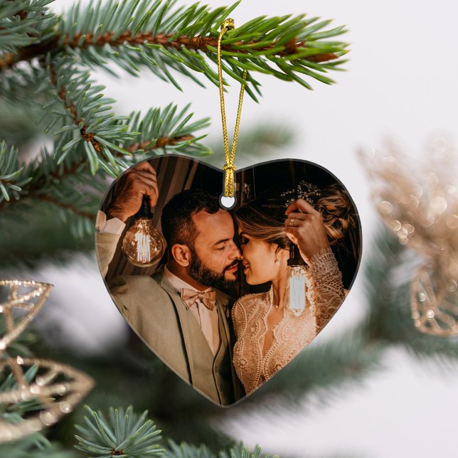 Our First Christmas Elegant Rose Gold Couple Photo Ornament (Creator Uploaded)