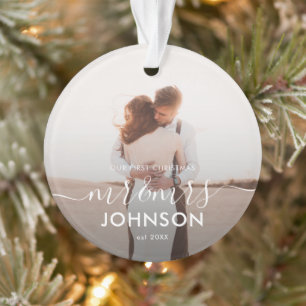 Our First Christmas Elegant Script Mr and Mrs Ornament