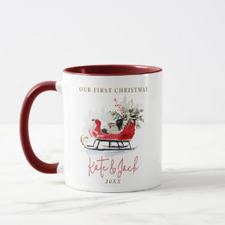 Our First Christmas Elegant Watercolor Sleigh Mug