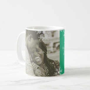 Our First Christmas Emerald Snowflakes Minimalist Coffee Mug