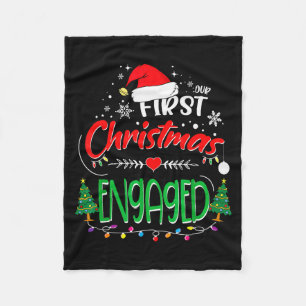 Our First Christmas Engaged 2021 1st Christmas Fleece Blanket