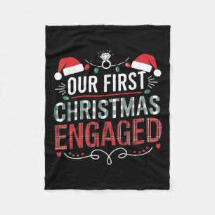 Our First Christmas Engaged 2024 Couples Pajamas C Fleece Blanket