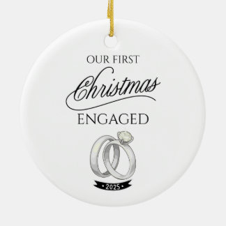Our First Christmas Engaged 2025 Ceramic Tree Decoration