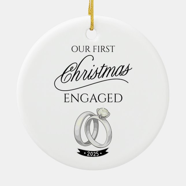 Our First Christmas Engaged 2025 Ceramic Tree Decoration (Back)