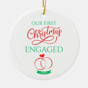 Our First Christmas Engaged 2025 Ceramic Tree Decoration