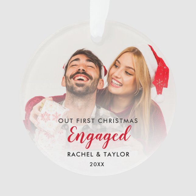 Our First Christmas Engaged Couple Ornament (Front)