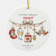 Our First Christmas Engaged Cute Ring Date Birds