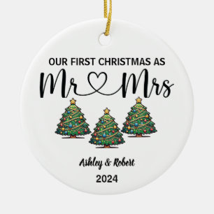Our First Christmas Engaged   Holiday Ceramic Tree Decoration