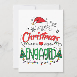 Our First Christmas Engaged Matching Couple Holiday Card
