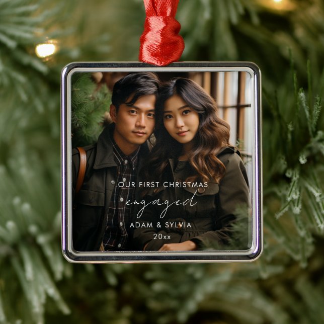 Our First Christmas Engaged Metal Tree Decoration (Tree)