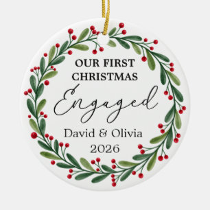 Our First Christmas Engaged Names & Year Ceramic Tree Decoration