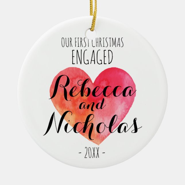 Our first Christmas engaged or together ornament (Front)
