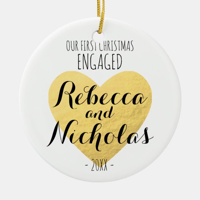 Our first Christmas engaged or together ornament (Front)