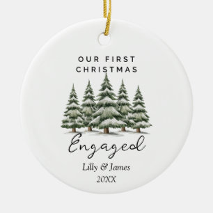 Our First Christmas Engaged Personalised Couple Ceramic Tree Decoration