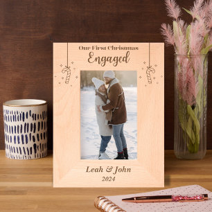 Our first Christmas engaged - personalised wood Etched Frames