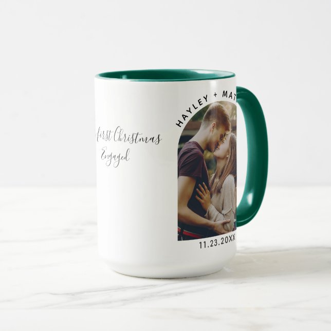 Our First Christmas Engaged Photos Custom Mug (Front Right)