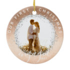 Our First Christmas Engaged Script Gold Two Photo