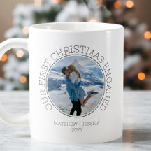 Our First Christmas Engaged SImple Modern 2 Photo