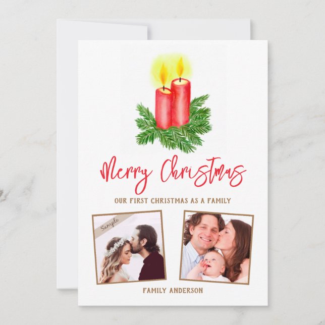 Our First Christmas Family, Custom Photo  Holiday Card (Front)