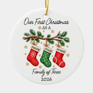 Our First Christmas Family of Three Ceramic Tree Decoration