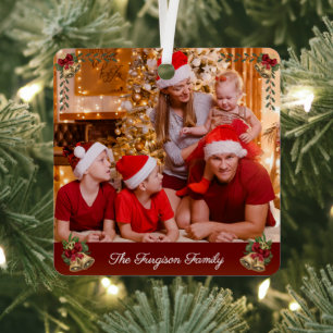 Our First Christmas Family Photo Modern Metal Tree Decoration