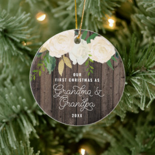 Our First Christmas Grandma & Grandpa Personalized Ceramic Tree Decoration