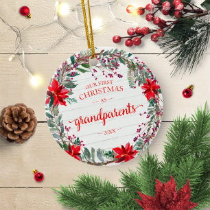 Our First Christmas Grandparents 2020 Wreath Ceramic Tree Decoration