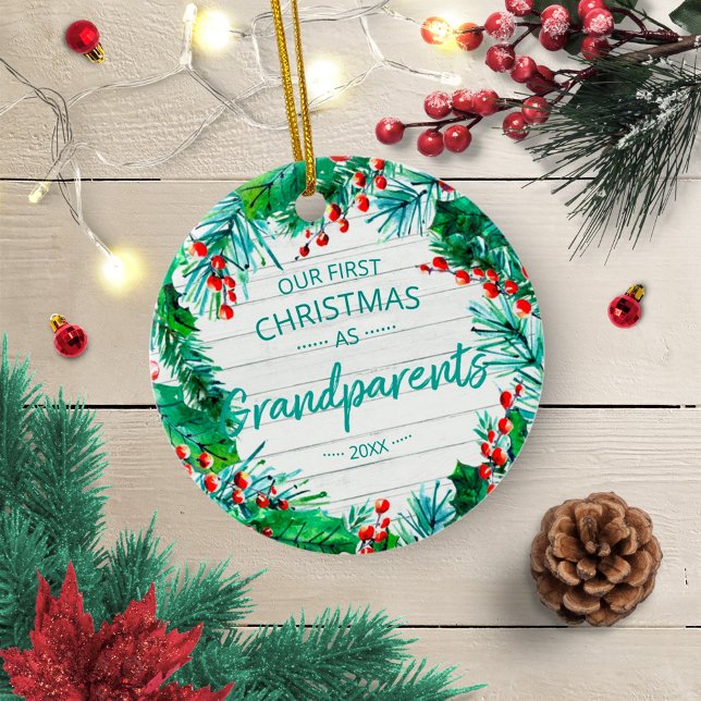 Our First Christmas Grandparents 2020 Wreath Ceramic Tree Decoration (Creator Uploaded)