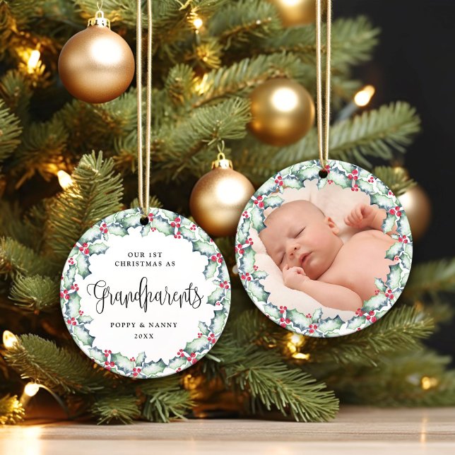 Our First Christmas-Grandparents, Photo Keepsake Ceramic Tree Decoration (Creator Uploaded)