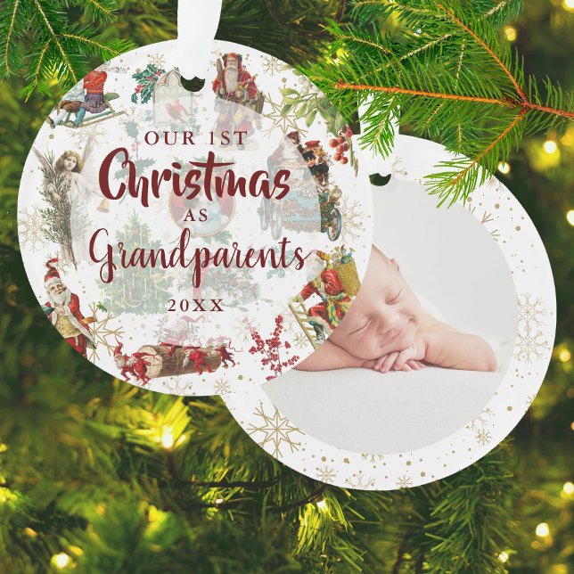 Our First Christmas Grandparents Vintage Photo Ornament (Our First Christmas Grandparents Vintage Photo Ornament)