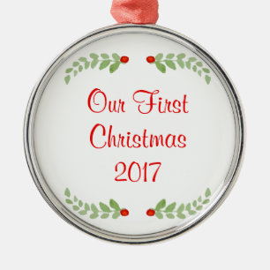 Our First Christmas Holly Metal Tree Decoration