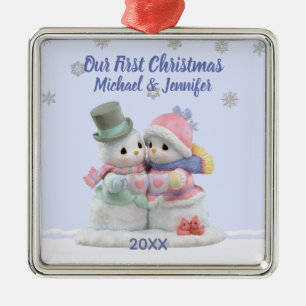 Our First Christmas Hugging Snow Couple Ornament