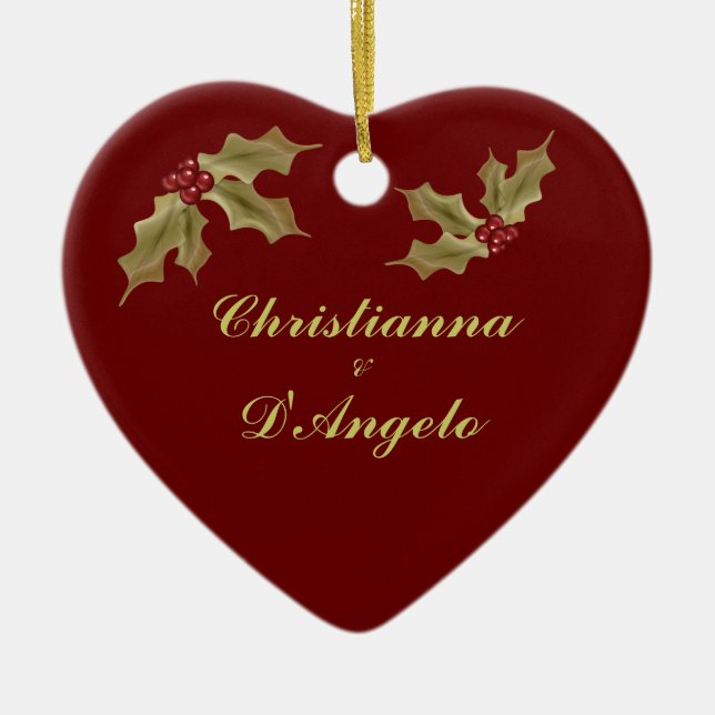 "Our First Christmas/Husband and Wife" Ceramic Tree Decoration (Front)