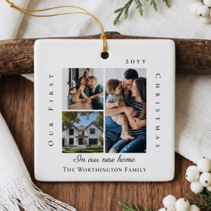 Our First Christmas in New Home Personalised Photo Ceramic Ornament