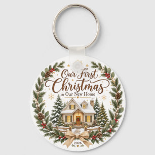 Our First Christmas in Our New Home 2026 Ornament Key Ring