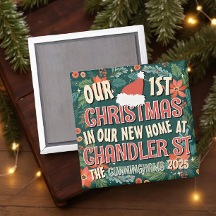 Our First Christmas in our New Home Bold Wreath Magnet