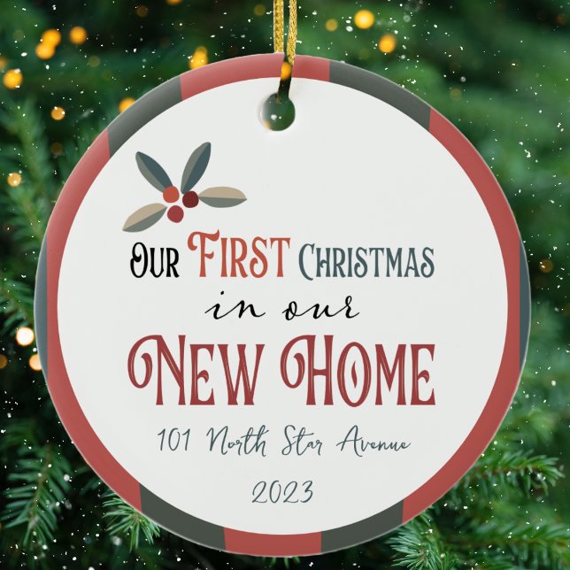 Our First Christmas in our New Home Ceramic Tree Decoration (Celebrate the joy and excitement of your first Christmas in your new home with our personalized orna)