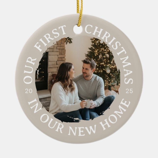 Our First Christmas in Our New Home Ceramic Tree Decoration (Front)