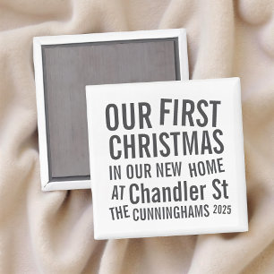 Our First Christmas in our New Home Modern Bold Magnet