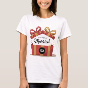 Our First Christmas Married 2025   Newlywed Keepsa T-Shirt