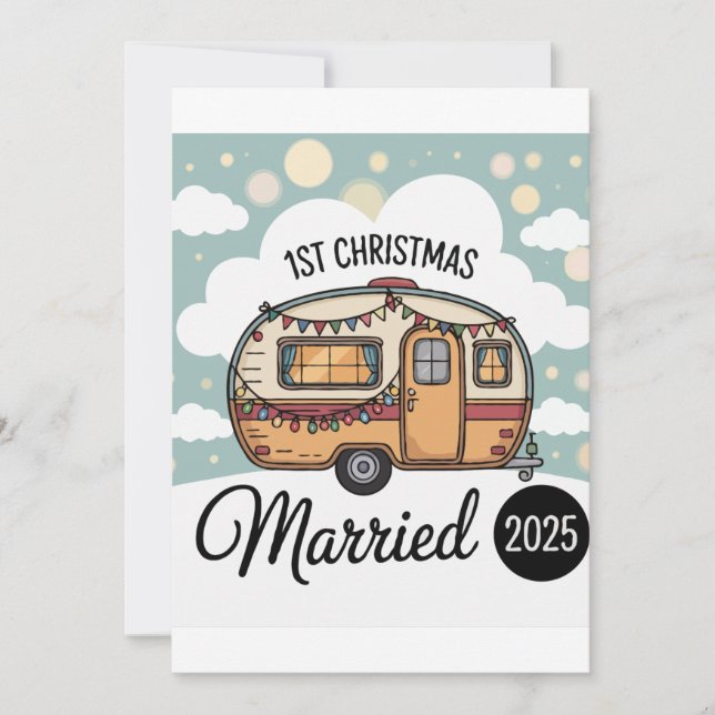 Our First Christmas Married 2025 | Retro Camper  Invitation (Front)