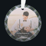 Our First Christmas Married 2 Photos Plaid Tartan Ornament<br><div class="desc">Cherish the magic of your first Christmas together with our custom photo ornament, tailored just for you! Perfectly capturing your treasured memories, this elegant ornament becomes an heirloom, reminding you of that special year you began celebrating the holidays as a pair. With its timeless design and a touch of shimmering...</div>