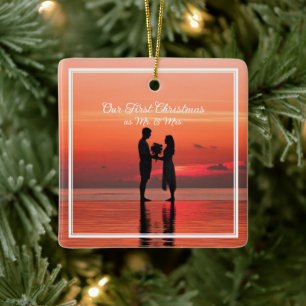 Our First Christmas Married Ceramic Ornament
