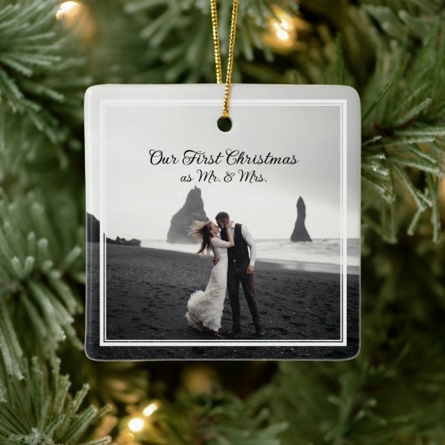 Our First Christmas Married Ceramic Ornament (Tree)